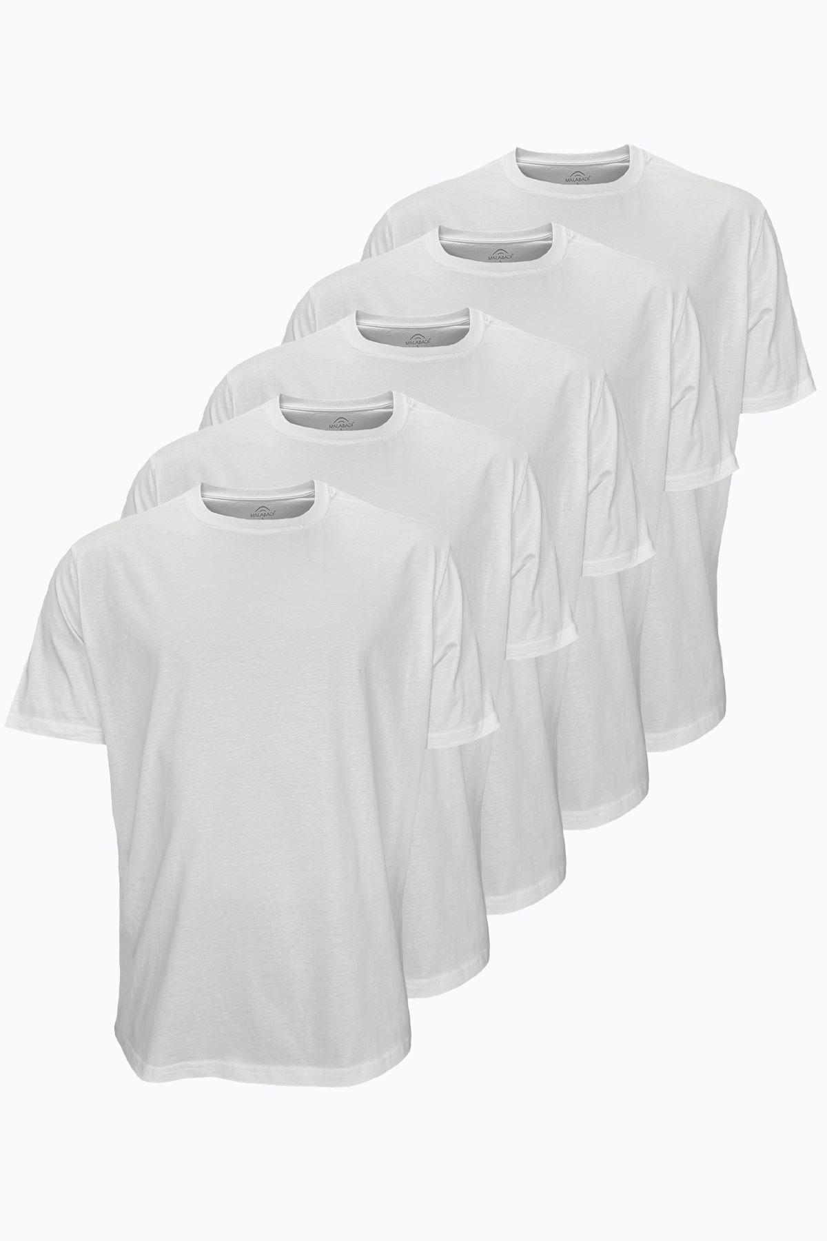 Malabadi Taş Rengi 5 li Paket Erkek Büyük Beden Tişört Loose Fit / %100 Pamuk Bol Rahat Kesim 5M6041 - 1
