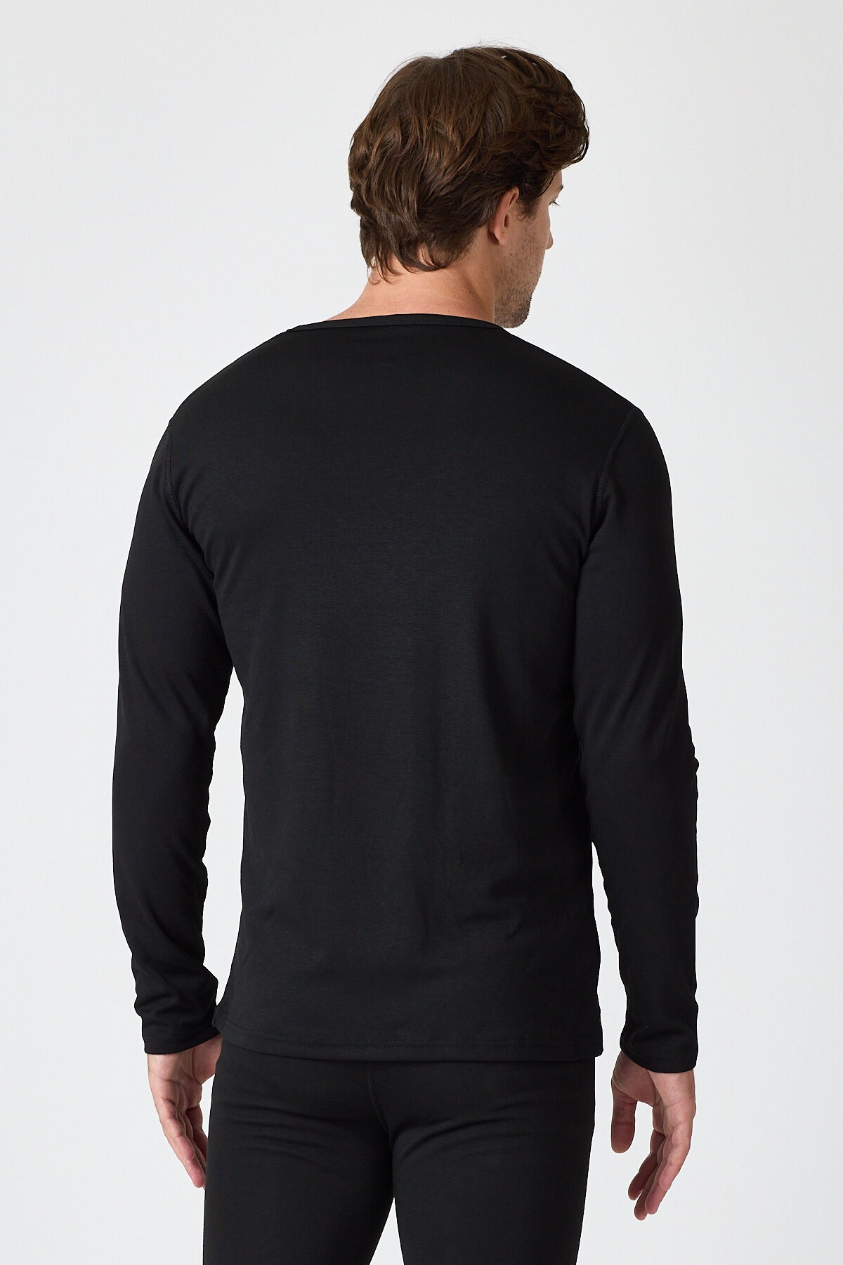 Malabadi Unisex Siyah Açık Yaka Uzun Kollu Ekonomik Termal İçlik 343 - 7