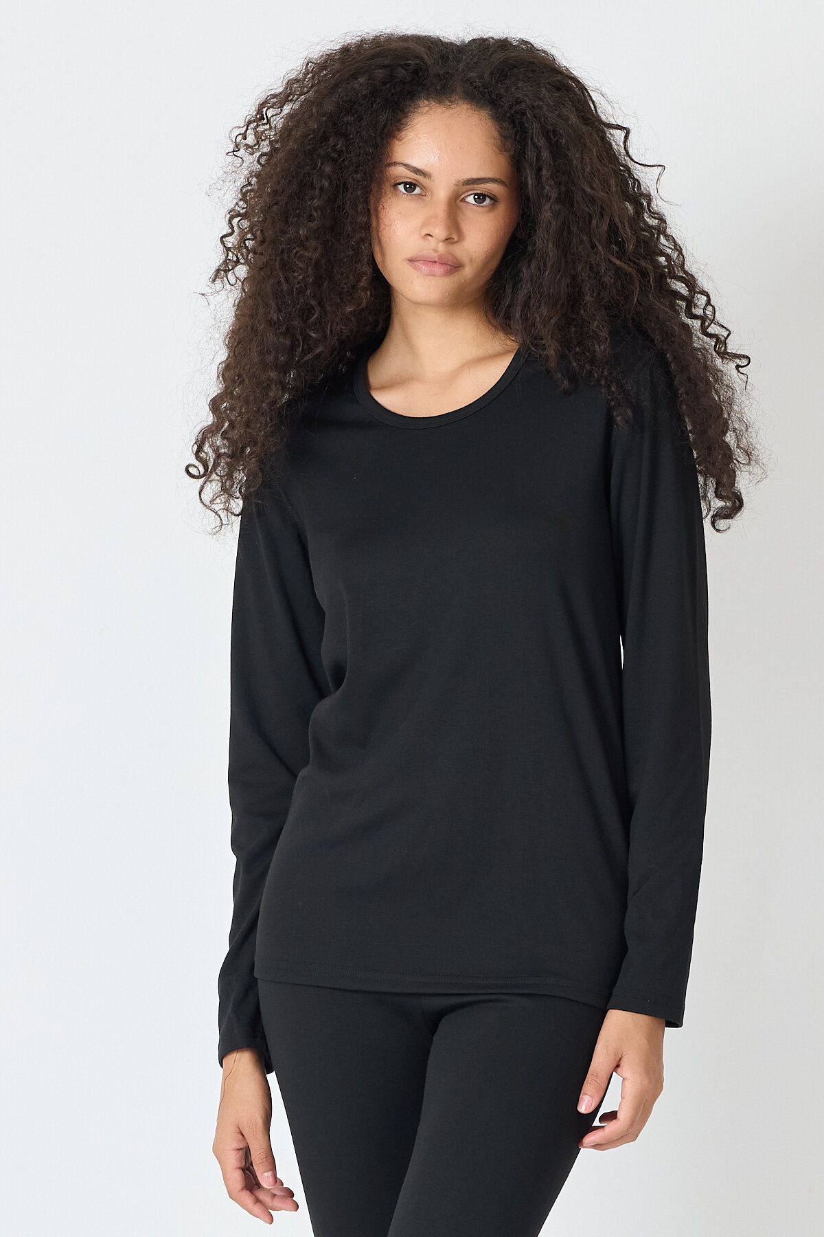 Malabadi Unisex Siyah Açık Yaka Uzun Kollu Ekonomik Termal İçlik 343 - 3