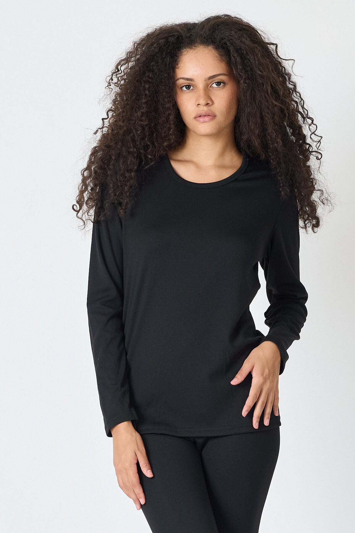 Malabadi Unisex Siyah Açık Yaka Uzun Kollu Ekonomik Termal İçlik 343 - 8